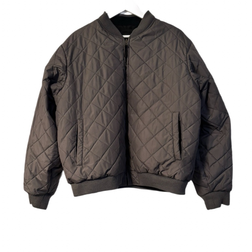 Vintage route 66 mens large quilted bomber jacket gray
